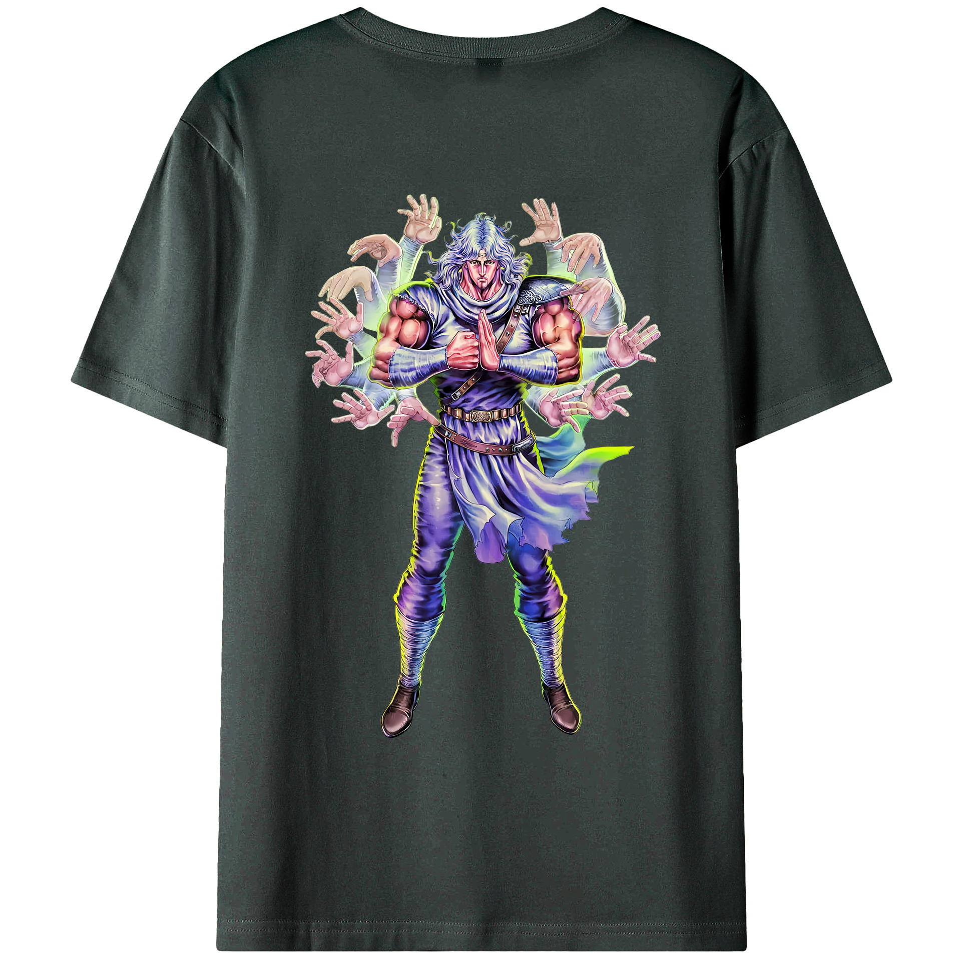 （画像用） 北斗の拳 Fist of the North Star 綿100％ メンズ半袖Tシャツ（バックプリント） 通気性